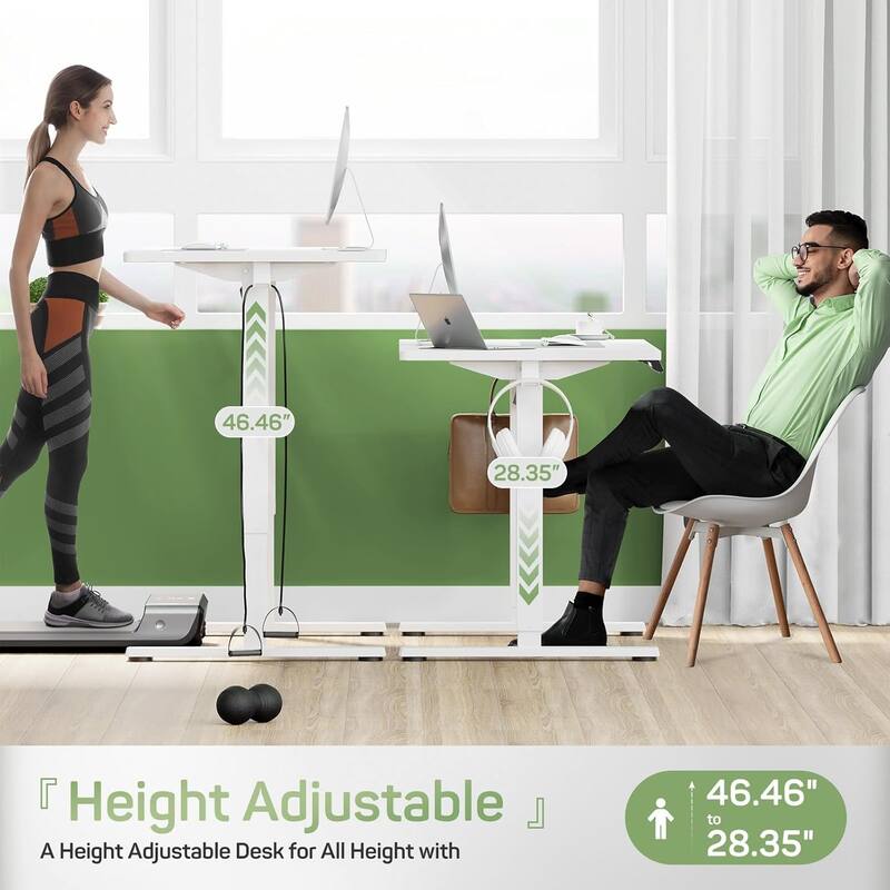 Electric Height Adjustable Standing Desk, 55x24 Inches, Ergonomic Sit-to-Stand Rising Computer Table for Home Office