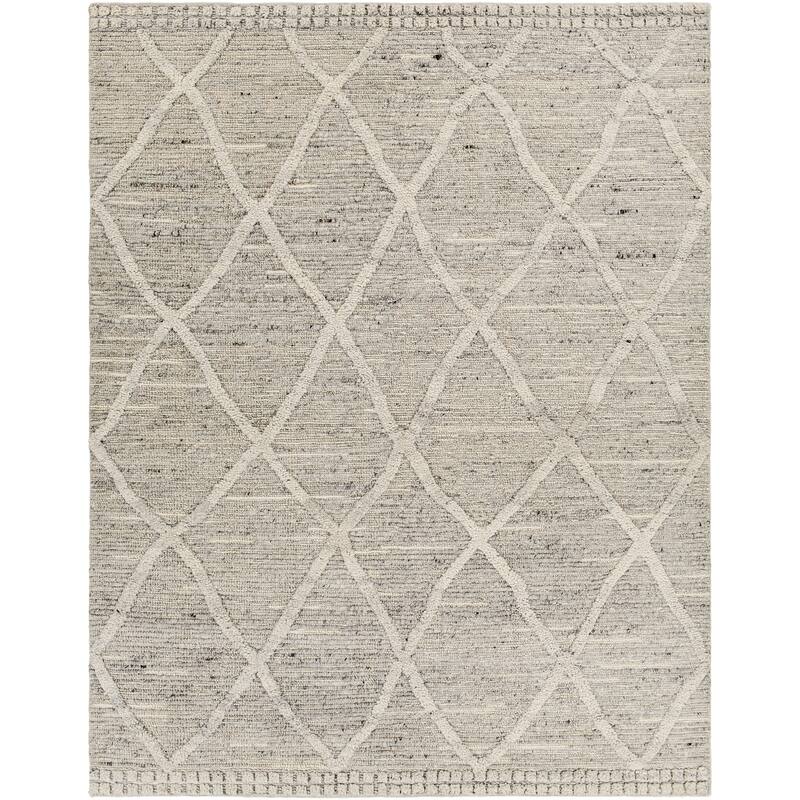 Mille Handmade Trellis Raised Wool Area Rug. - 8' x 10' - Charcoal/Cream
