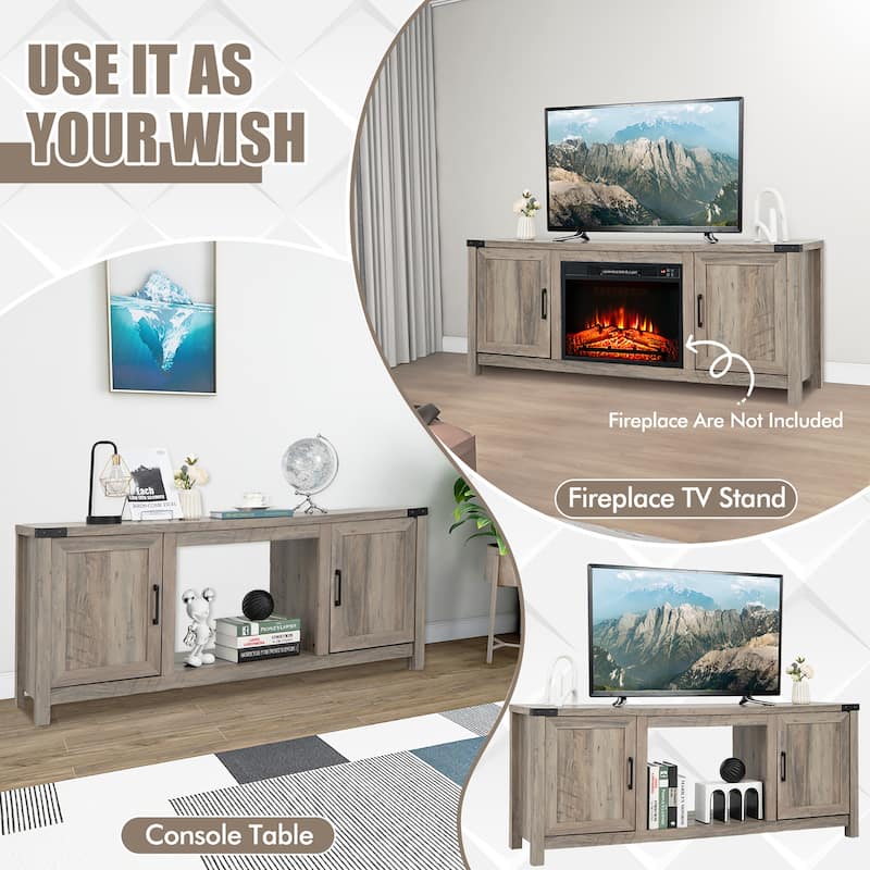 Costway 62'' Farmhouse TV Stand Entertainment Center for TVs up to 70 - 62'' x 15.5'' x 25''(L x W x H)