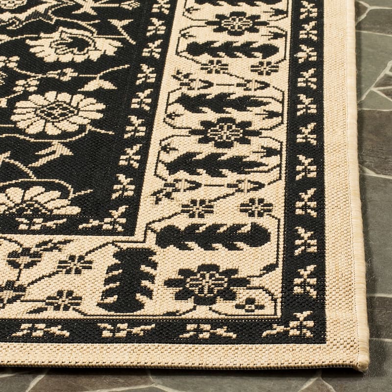 SAFAVIEH Courtyard Felicitas Indoor/ Outdoor Waterproof Patio Backyard Rug - 2'7" x 5' - Cream/Black