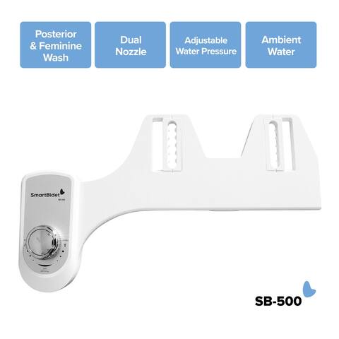 SmartBidet SB-500 Non-Electric Bidet Attachment with Dual Nozzle - White