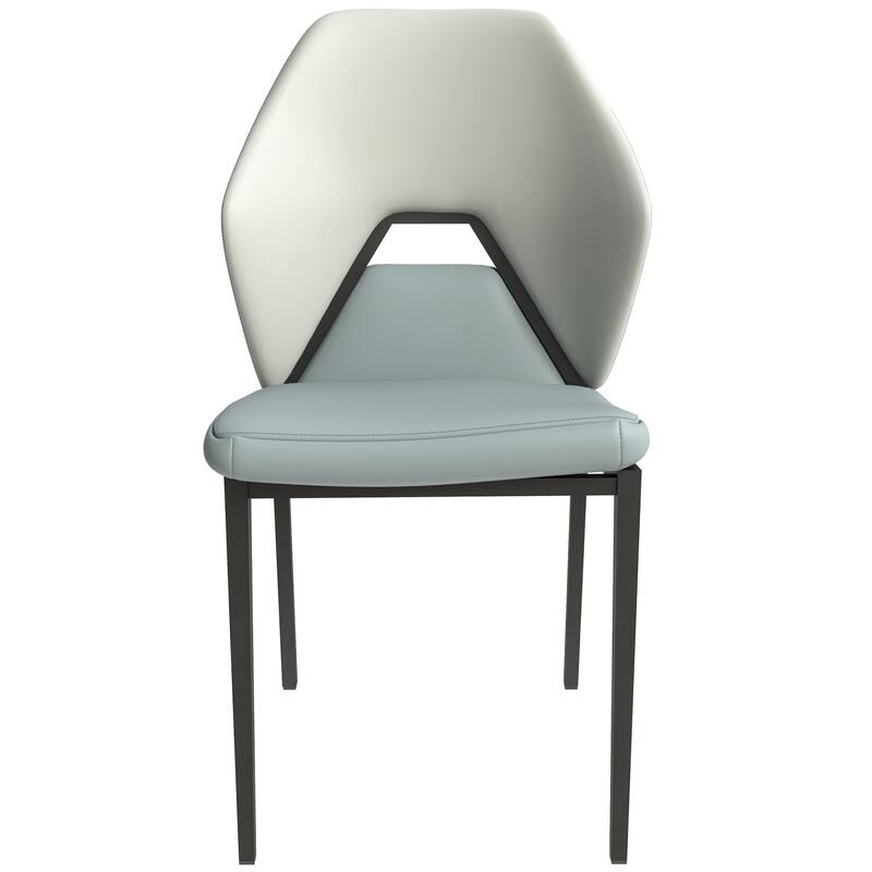 Eclat 2-Piece Leather Dining Chair in Black Iron Modern Accent Kitchen Side Chair