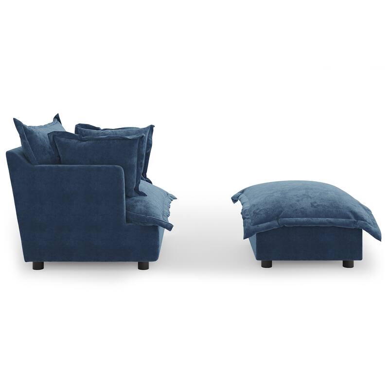 Modern Cloud Chaise Longue Accent Chair with Ottoman set