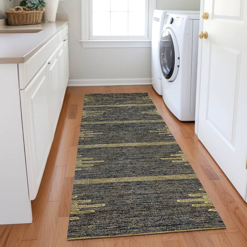 Machine Washable Indoor/ Outdoor Boho Moroccan Rug - Graphite - 2'3" x 7'6"