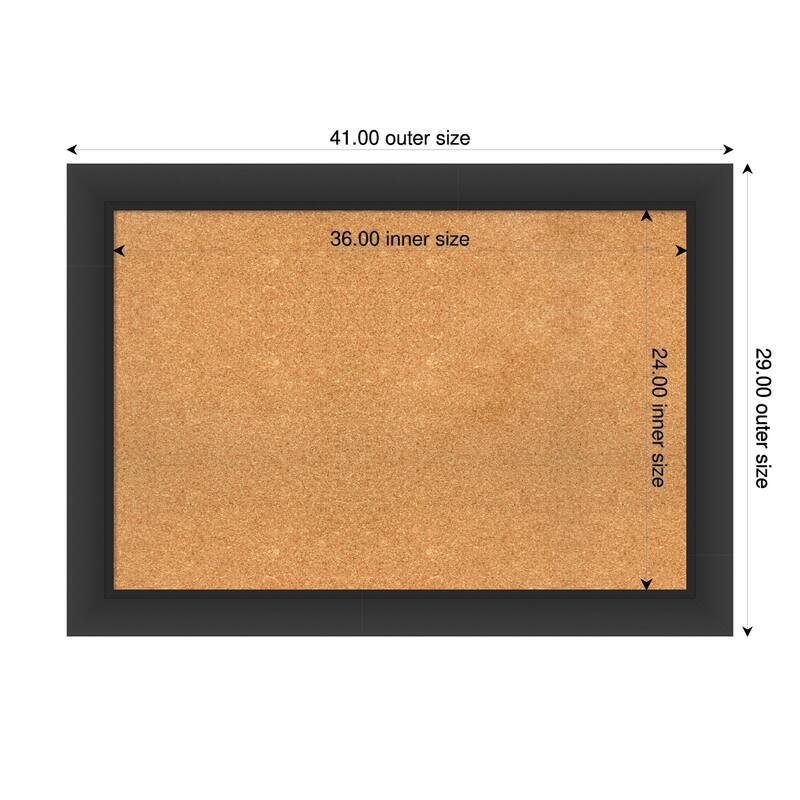 Sloped Black Framed Cork Board - Bulletin Board, Organization Board, Pin Board - Natural - 41 x 29 in