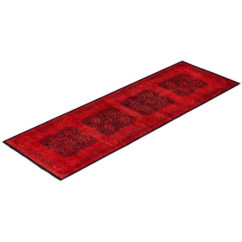 Contemporary Overdyed Wool Hand Knotted Runner - 3' 0" x 9' 0"