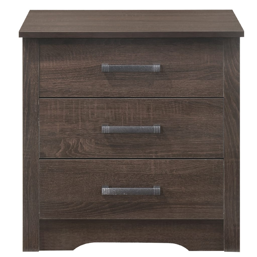 3-Drawer Wooden Nightstand - 23" - Dark Brown