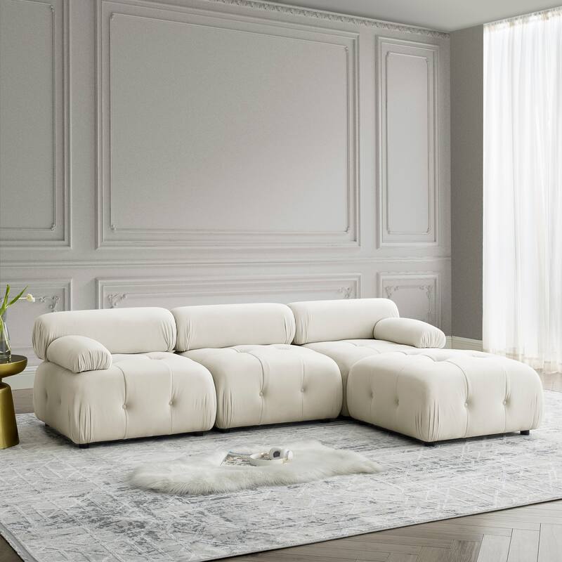 Ouyessir Modern Velvet Upholstered Large Modular Sectional Sofa with Removable Armrest