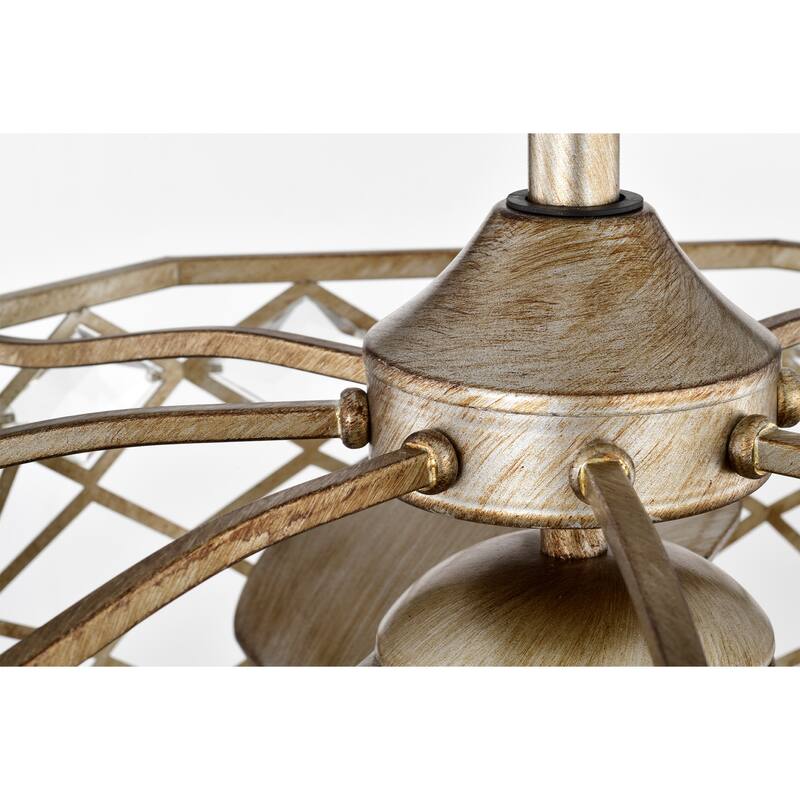 Teodora 28-inch Antique Silver 6 Lights 3 Blades Lighted Ceiling Fan with Remote