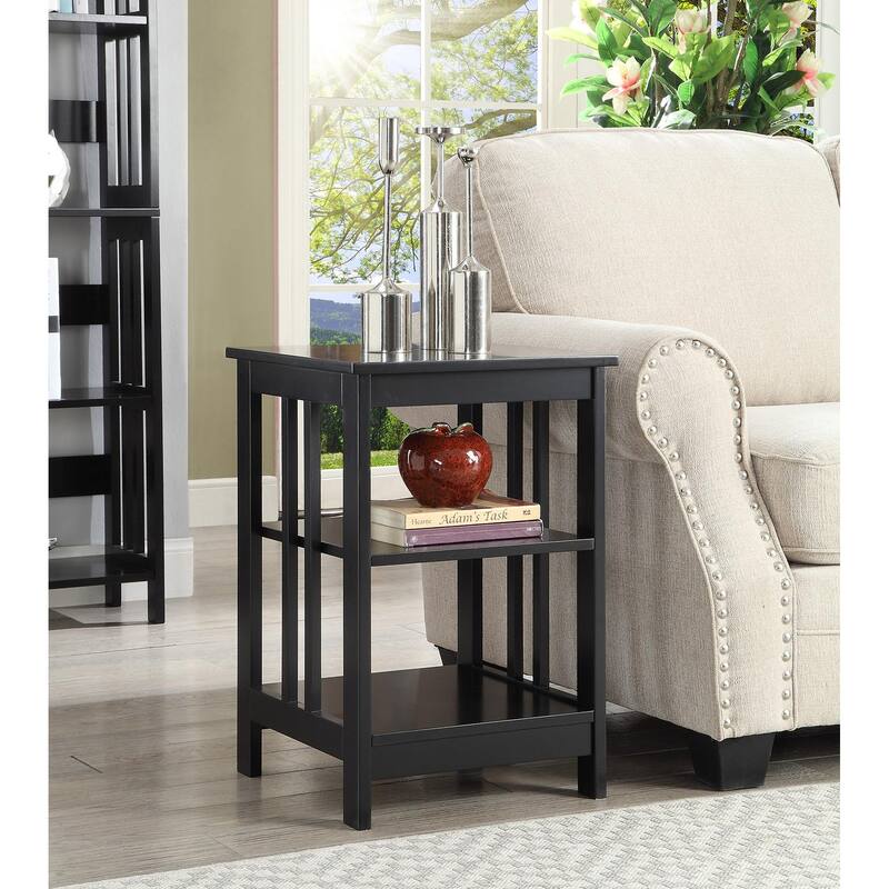 Convenience Concepts Mission End Table with Shelves - Black