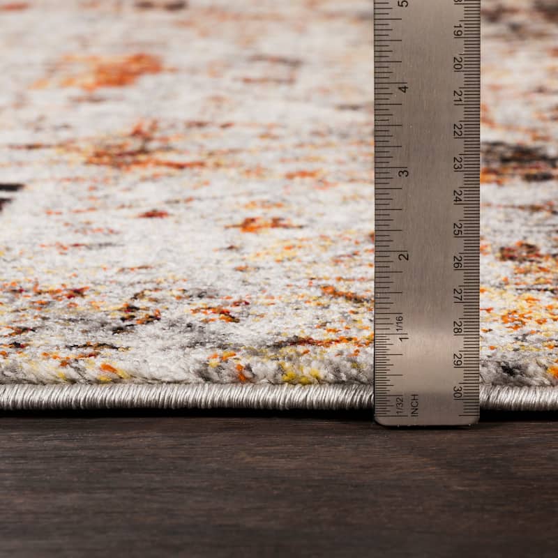 Emery Red & Grey Faded Vintage Medallion Area Rug - 7'10" x 10'6"