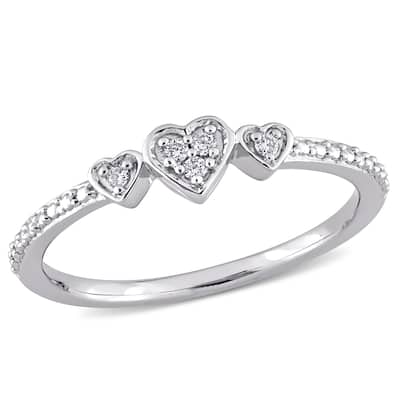 Miadora Diamond Accent 3-Heart Eternity Ring in Sterling Silver