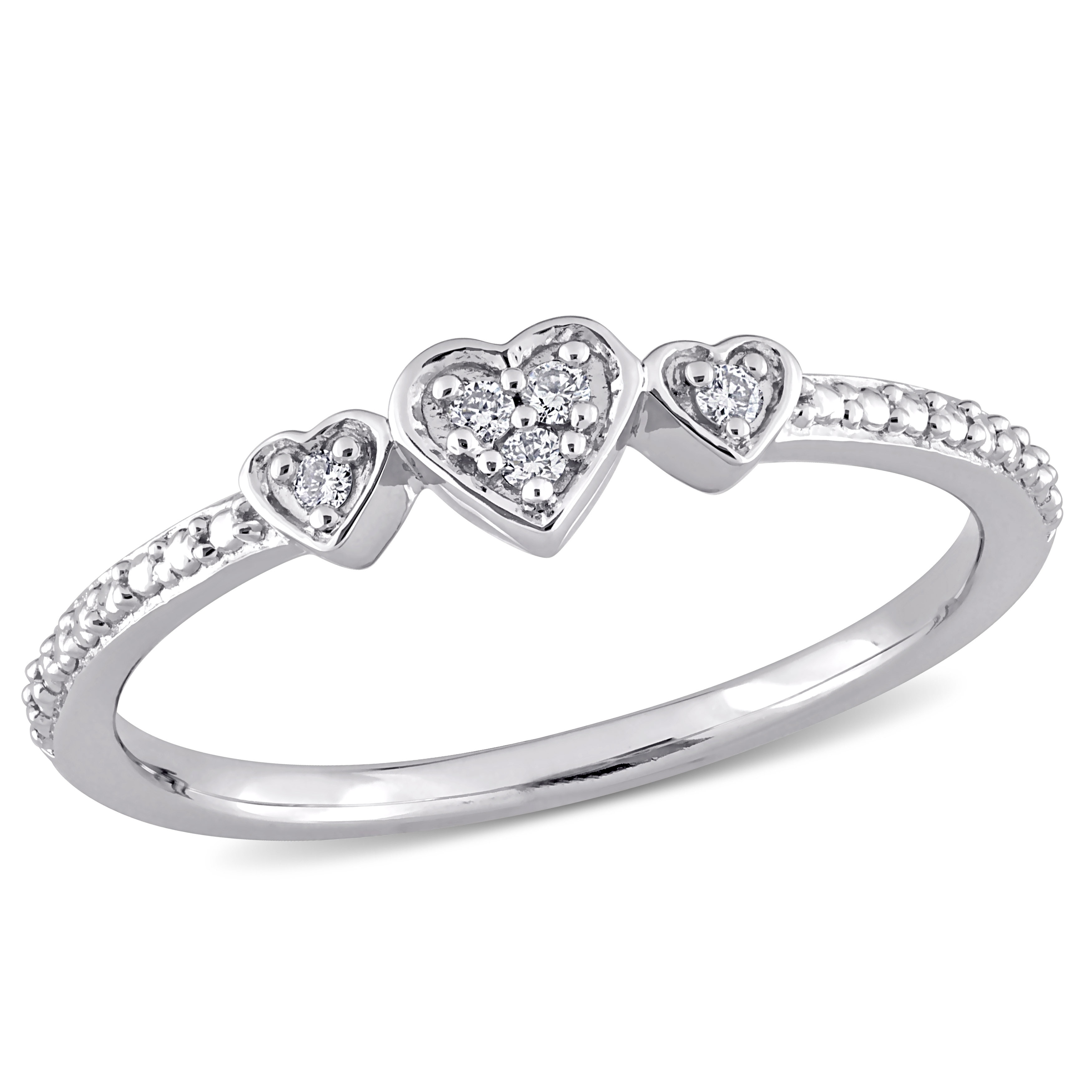 Miadora Diamond Accent 3-Heart Eternity Ring in Sterling Silver
