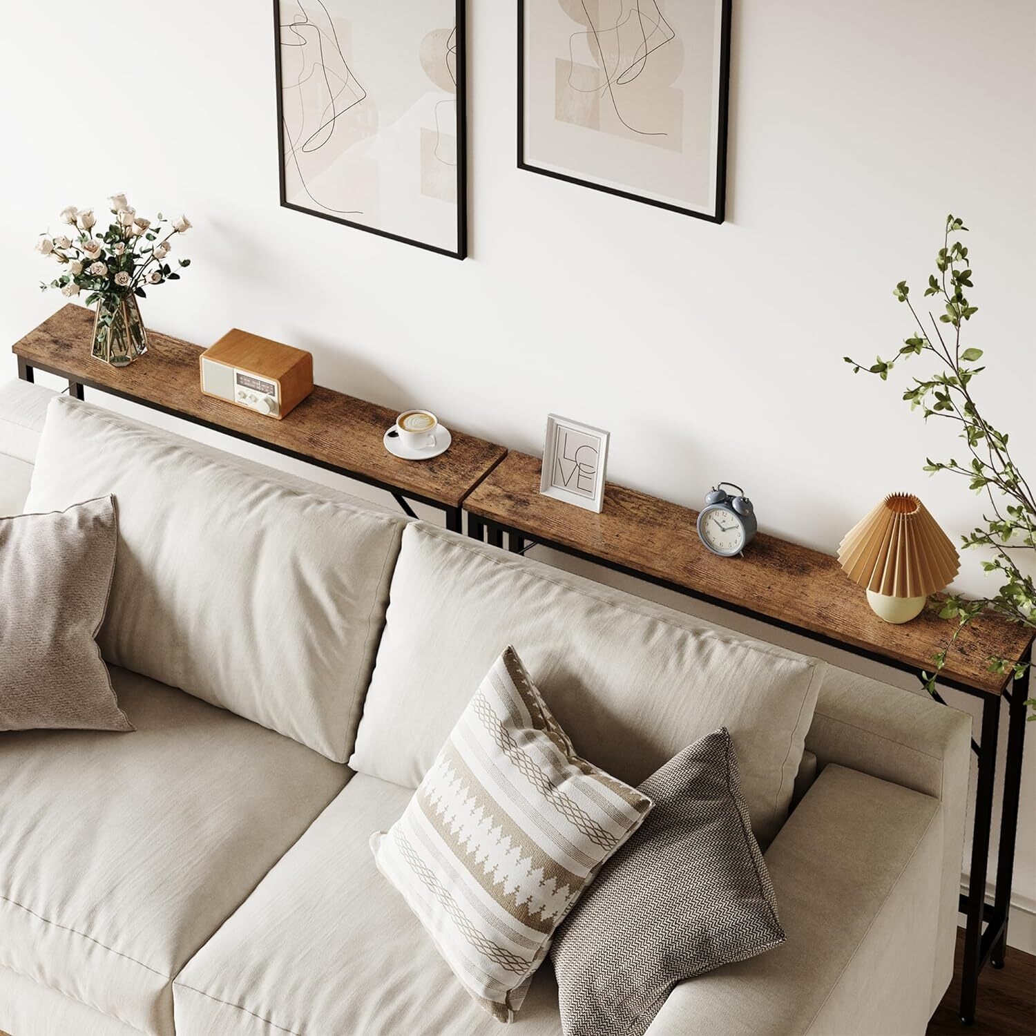 Behind couch sale table with storage