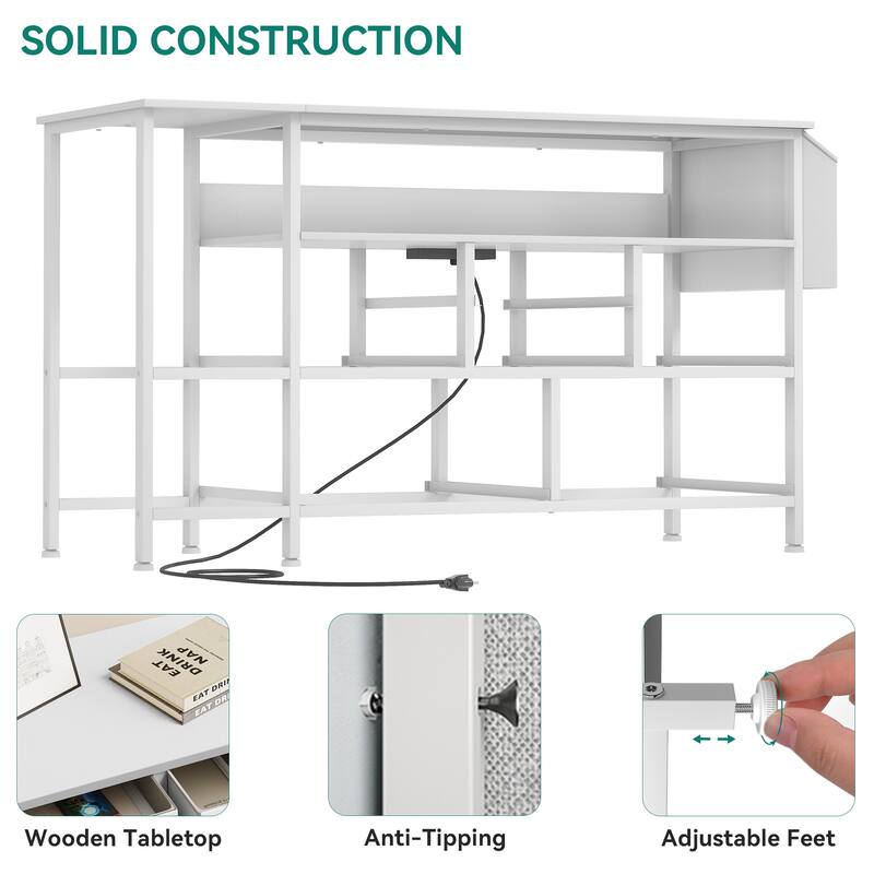 Moasis 50"W 9-drawer Fabric Dresser, Media Console, TV Stand with Outlets, RGB Lights
