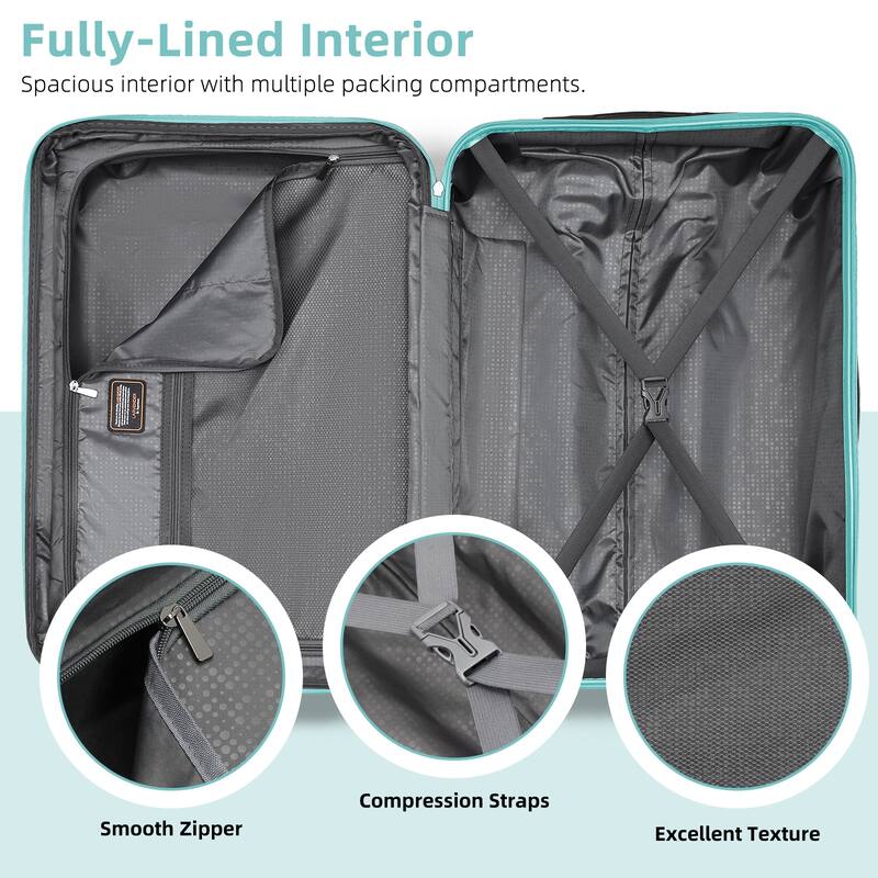 6-Piece Modern Luggage Sets, Expandable Luggage with Travel Bag, TSA Lock and Spinner Wheels, for Boarding Travel, Sky Blue