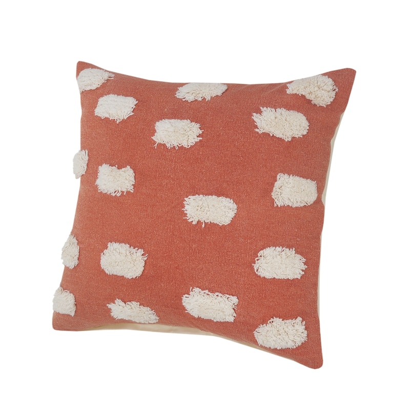 HomeRoots 20" X 20" Orange And White 100% Cotton Zippered Pillow