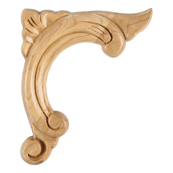 slide 1 of 1, Hardware Resources Right Onlay with Acanthus Styling, 4-1/2"H x Natural Maple
