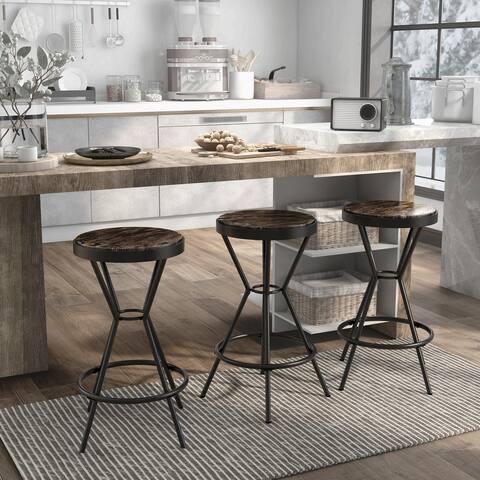 Furniture of America Wixi Industrial Metal Barstool with Round Seat