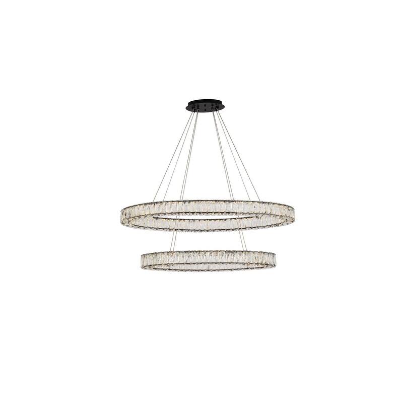 Indigo Home 40 inch LED oval double ring pendant in black