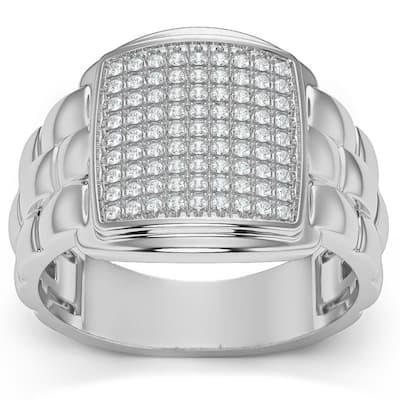 1/4Ct Pave Diamond Men's Wide Ring Lab Grown in White, Yellow, or Rose Gold