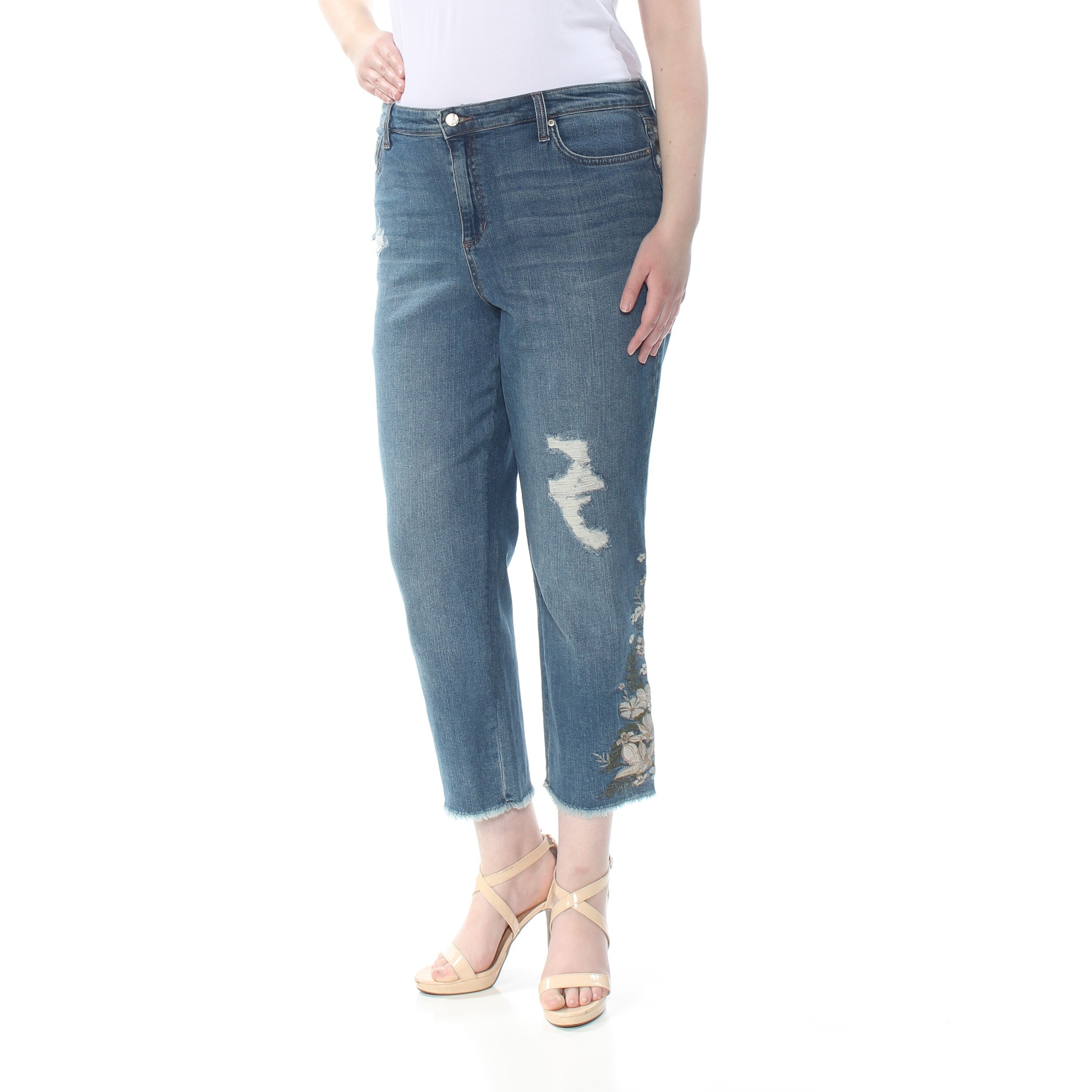 plus size distressed cropped jeans