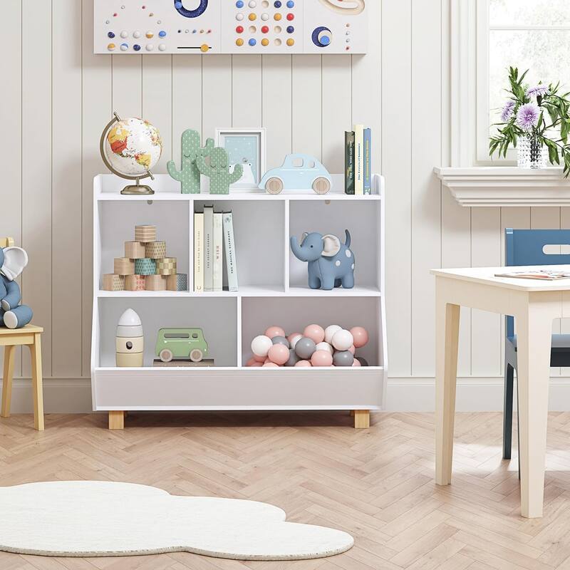 COSTARS Toy Storage Organizer, Kids Bookshelf and Toy Storage with Legs, 5 Cube Storage Organizer
