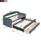 preview thumbnail 11 of 13, Pine Wood+MDF+Linen Twin Size Upholstered Daybed with Trundle and Three Drawers,Clean Silhouette