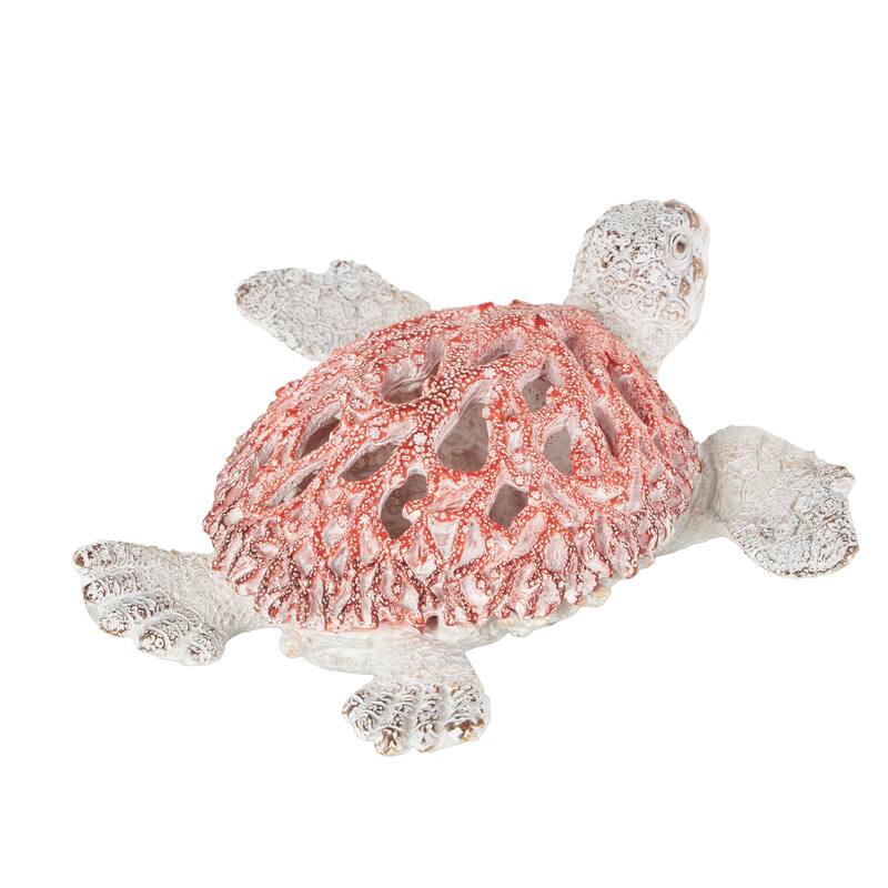 Polystone Textured Swimming Sea Turtle Decorative Sculpture with Red Shell - Reb or Blue