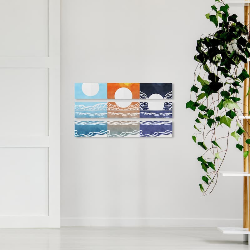 Wynwood Studio Canvas Abstract Wave Cycle Set Blue and Modern & Contemporary Wall Art Canvas Print - 20 x 30