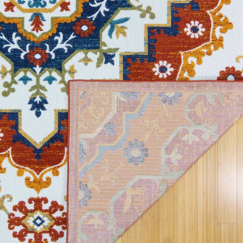 Gertmenian Kalari Modern Bold Multicolored High-Low UV Protected Polypropylene Woven Indoor/ Outdoor Area Rug Collection