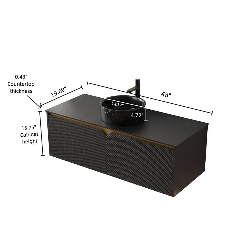 Wall-mounted Bathroom Vanity with Round Vessel Basin