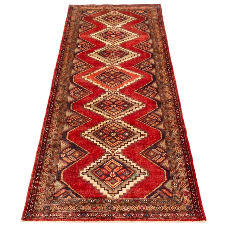 ECARPETGALLERY Hand-knotted Anadol Red Wool Rug - 3' 5" x 10' 2"