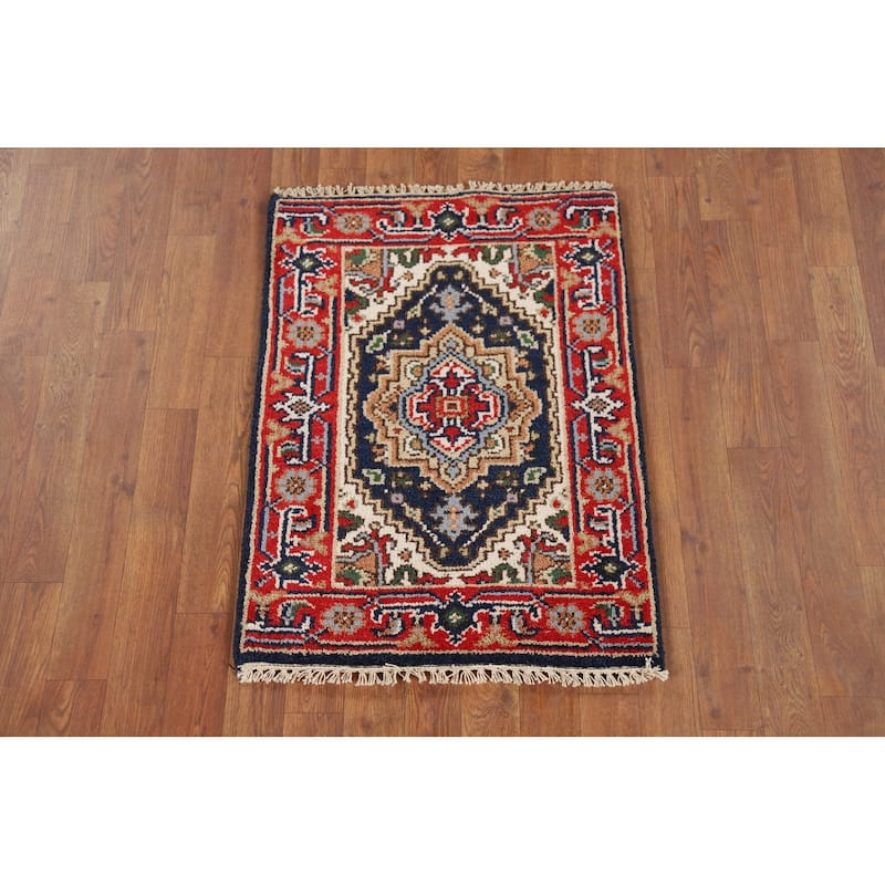 Geometric Heriz Serapi Foyer Rug Hand-Knotted Wool Carpet - 2'0" x 3'0"