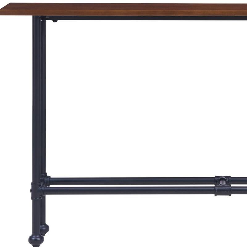 Espresso Wood Rectangular Console Table with Black Metal Base - 56" L x 8" W x 30" H
