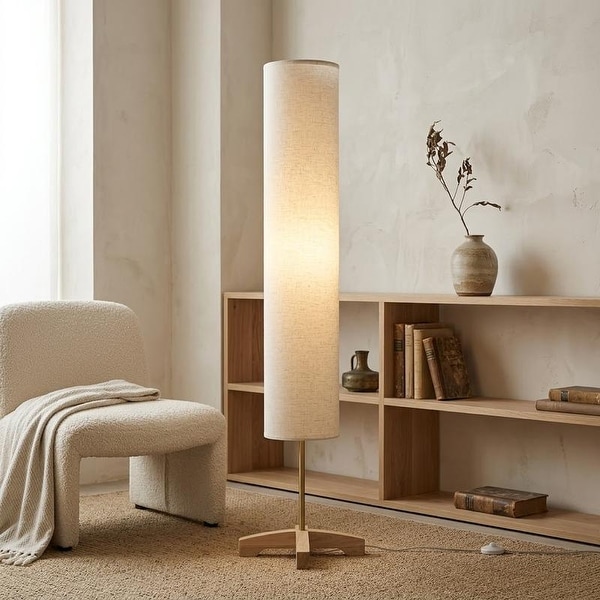 47 in Japandi Linen Floor Lamp with 3 Color Temperatures - Bed