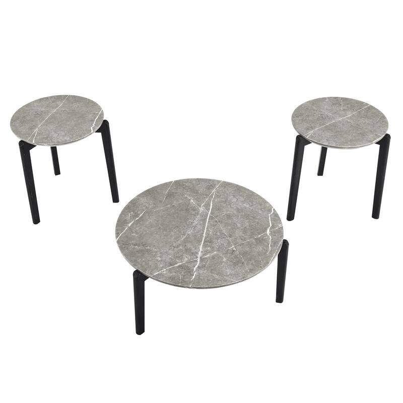 36" Modern Style Faux Marble Round Coffee Table