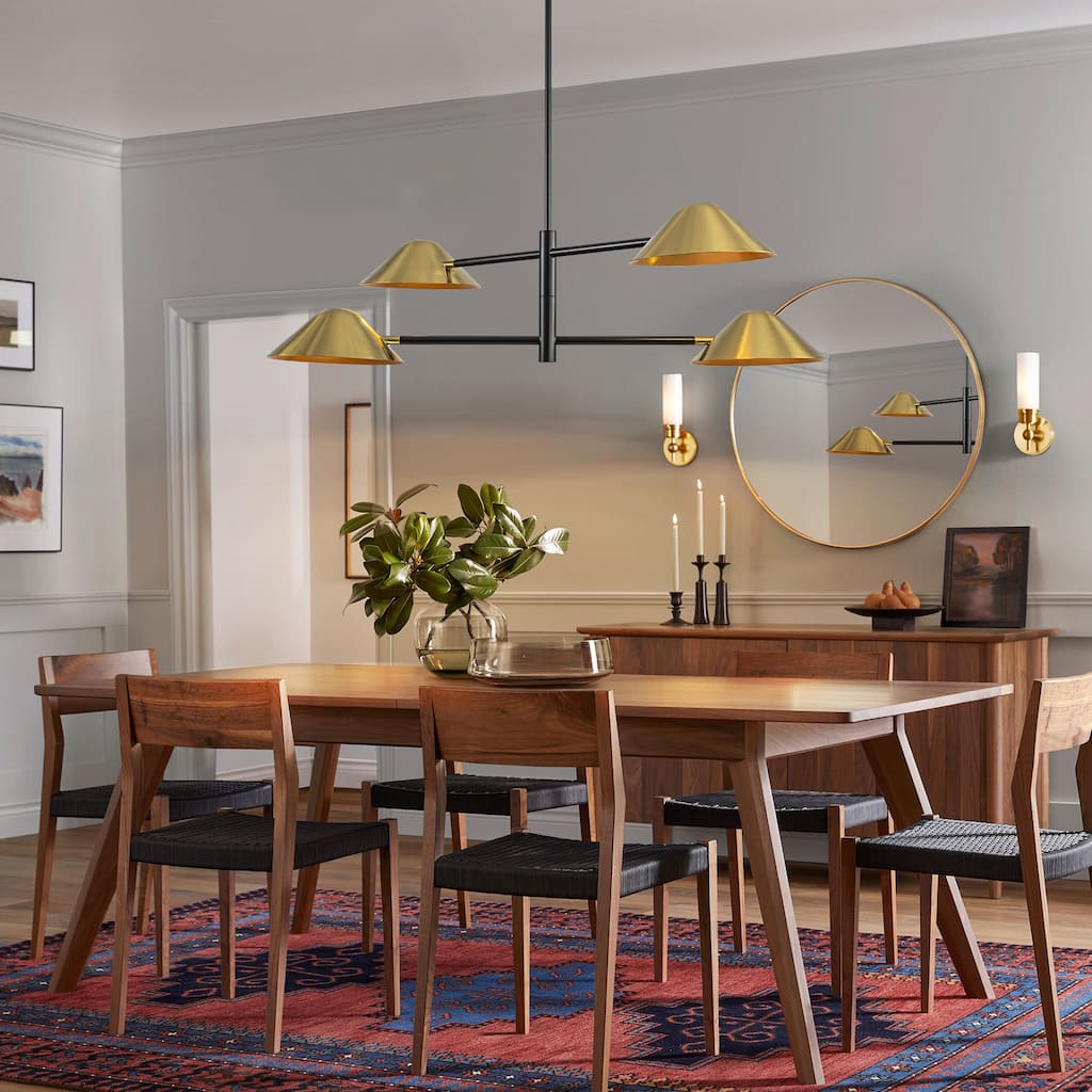 4-Light Brass Industrial Linear Chandelier for Dining Room/ Kitchen Island