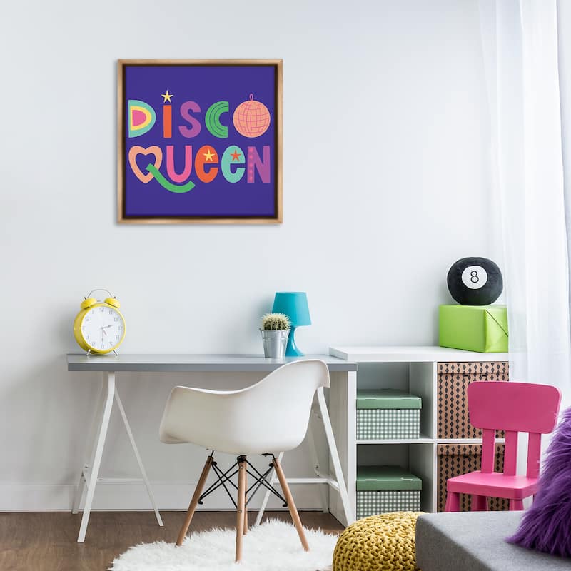 Stupell Disco Queen with Retro Letters Framed Floater Canvas Wall Art Design By Sazerelli Designs