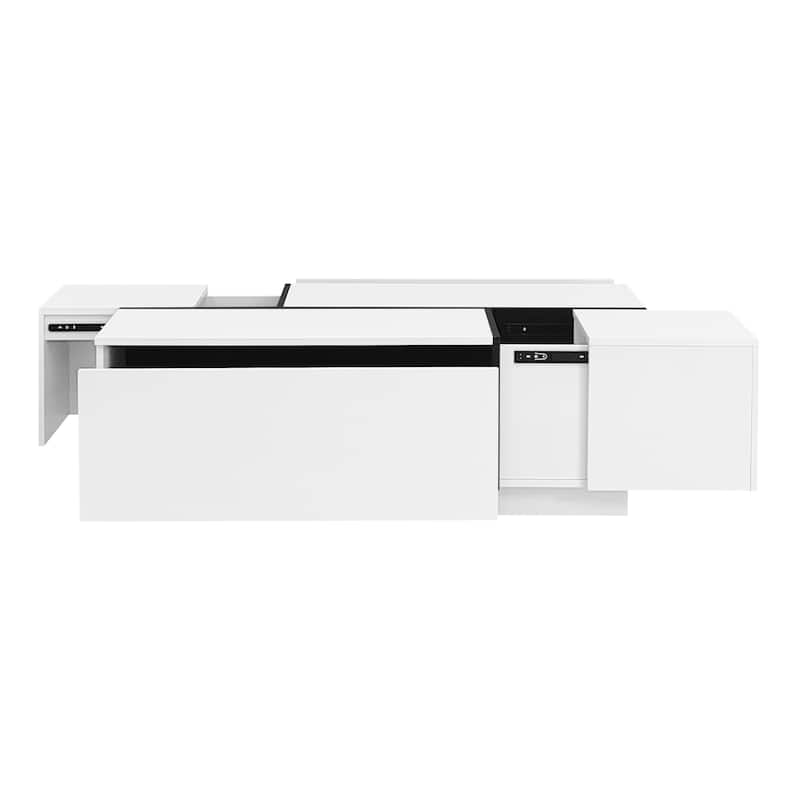 47.2''-72.7'' Extendable Coffee Table, Multi-Functional Coffee Table, Coffee Table with 2 Hidden Storage Space and 2 Drawers