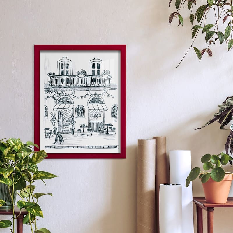Italian Street Sketch II -Framed Print w/glass-Cherry Red