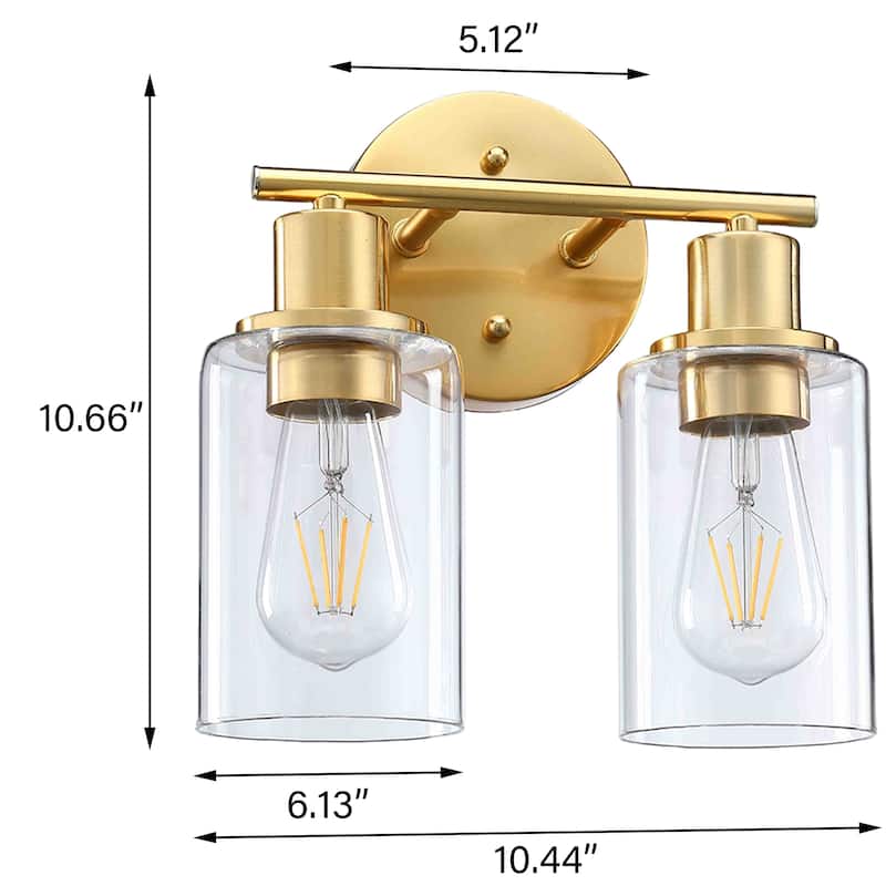 2-Light Dimmable Bathroom Vanity Light With Glass Shade