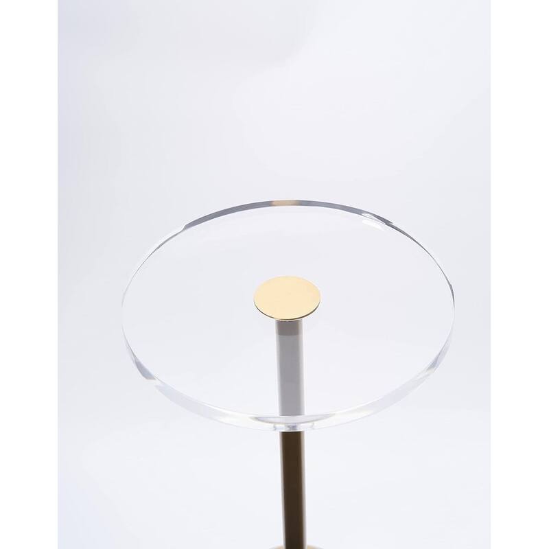 Acrylic Top Brass Base Solid Side Table (Set of 2)