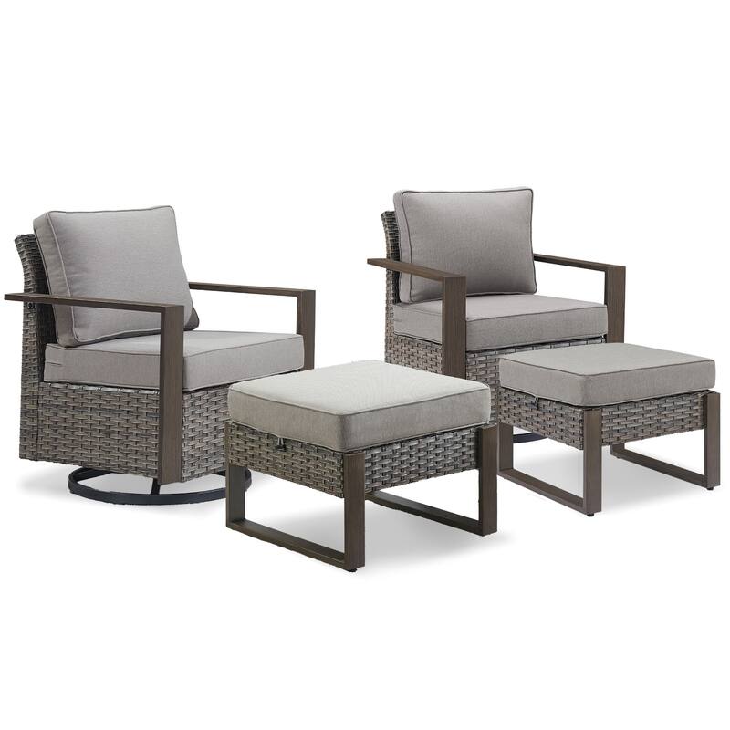 Gymojoy Outdoor Swivel Gliders Rocker Chairs with Ottomans