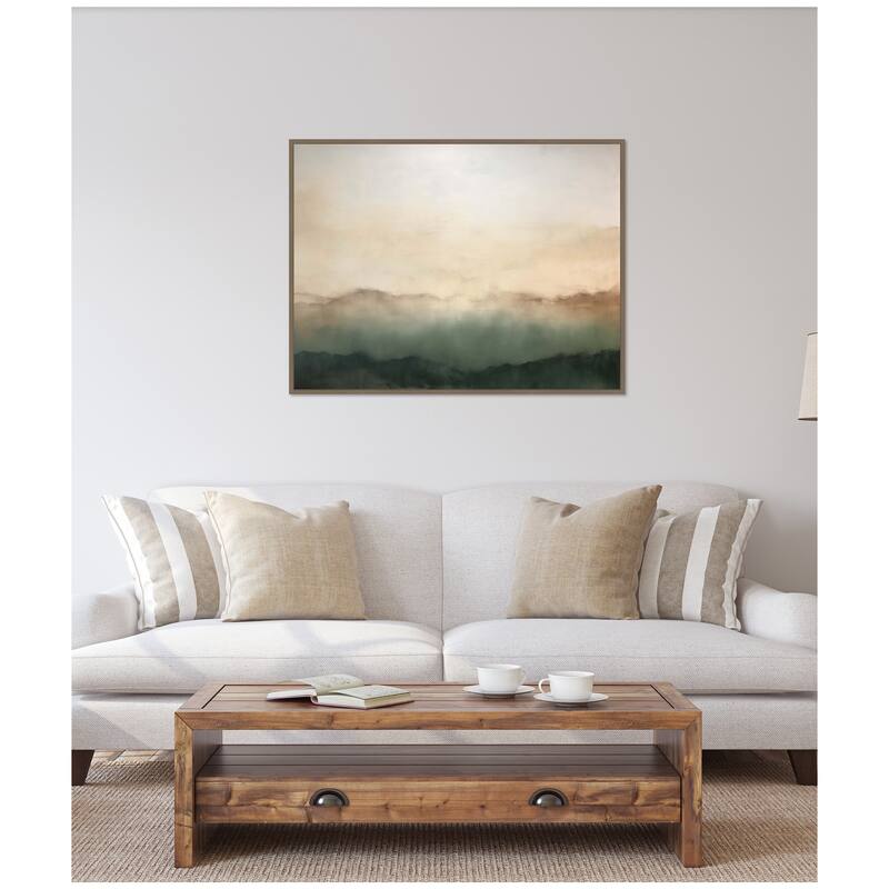 Kate and Laurel Sylvie Green Mountain Abstract I Horizontal Framed Canvas by Amy Lighthall