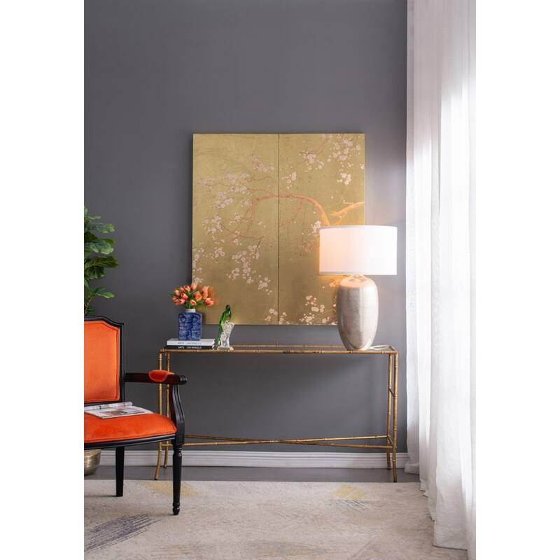 Mirrored Rectangular Console Table - 56.25" - Antique Gold