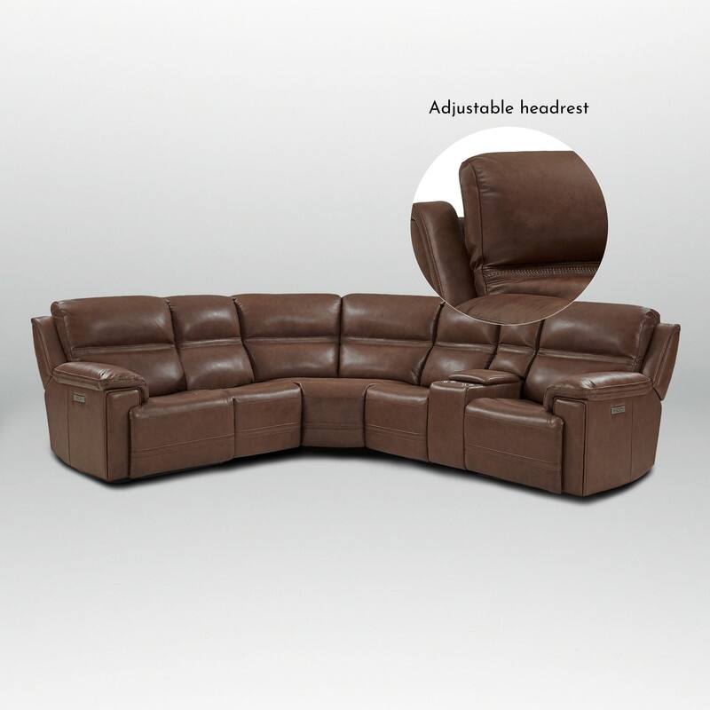 121" W Genuine Leather Dual-Power Sectional Sofa with Two Consoles, Zero Gravity, UsB & Type-c Ports and1 Power armless chair