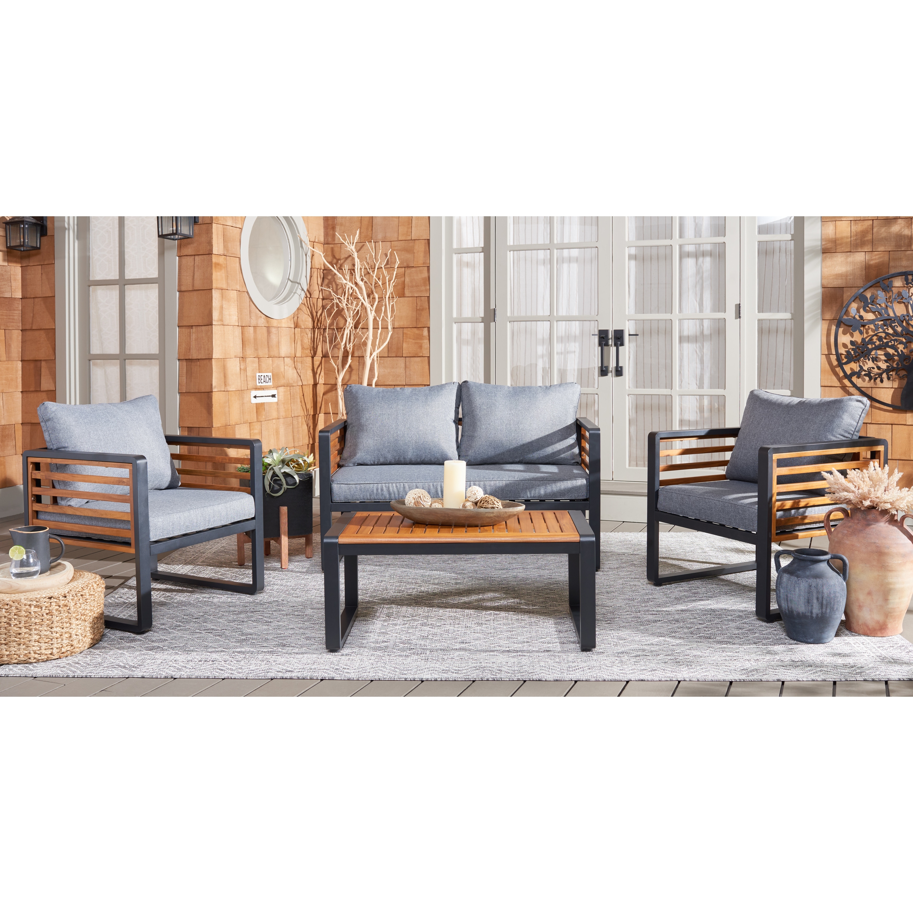 SAFAVIEH Outdoor Living Vesta 4-Piece Living Set - 48"W x 26"D x 26"H