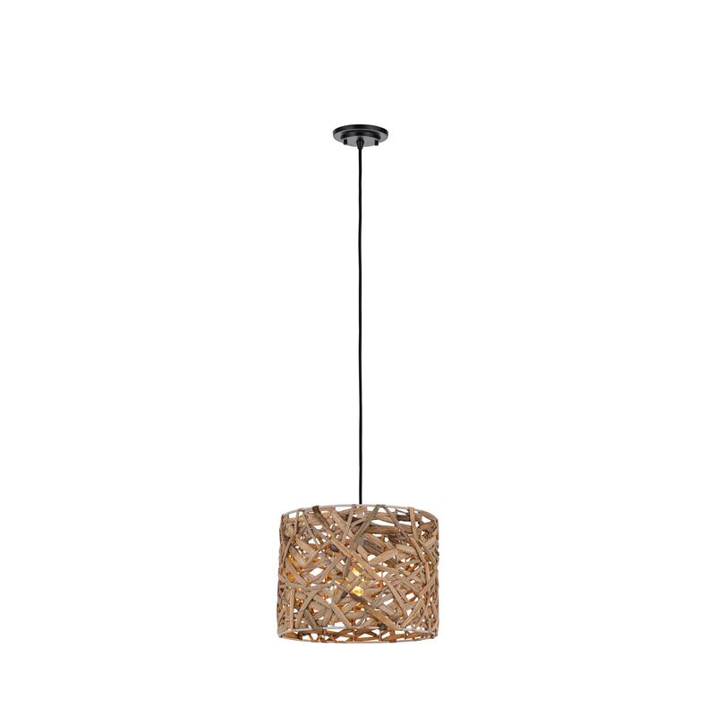 Innovations Lighting Savannah - 1 Light 13" Cord Hung Pendant - Matte Black Finish - Natural Shade - Matte Black