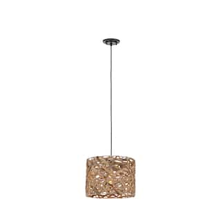 Innovations Lighting Savannah - 1 Light 13" Cord Hung Pendant - Matte Black Finish - Natural Shade